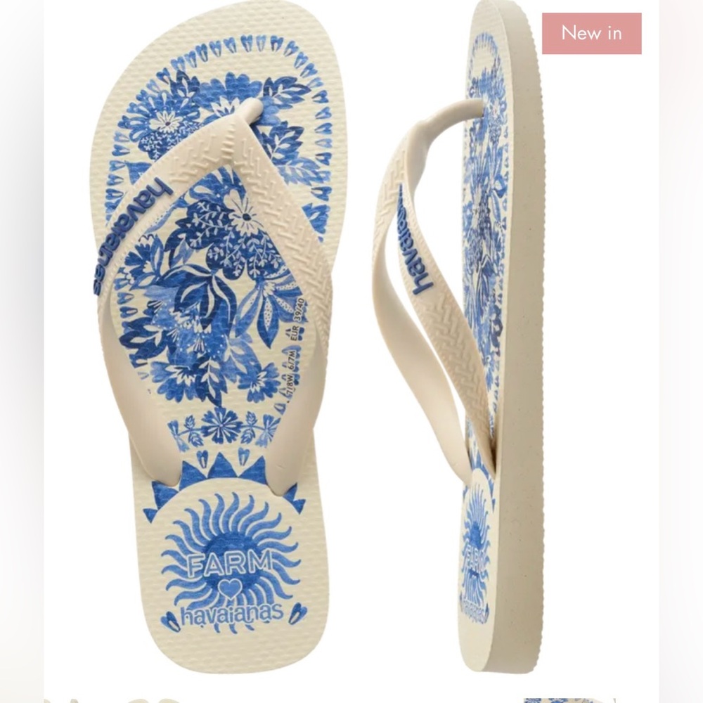 FARM Rio Blue and Cream Flip Flops